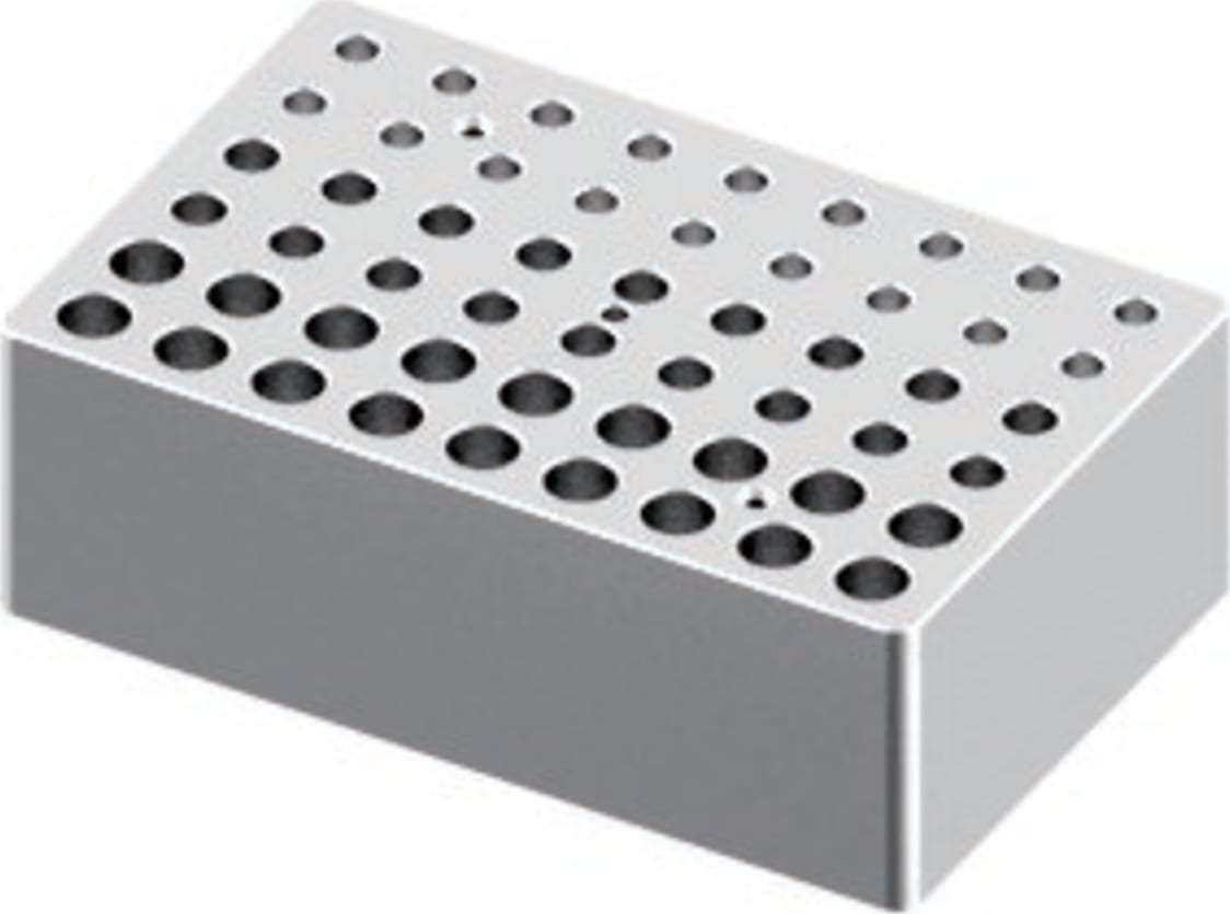 Scilogex 18900224 Block, used for 0.2mL, 0.5mL and 1.5/2mL tubes, 18 holes each size