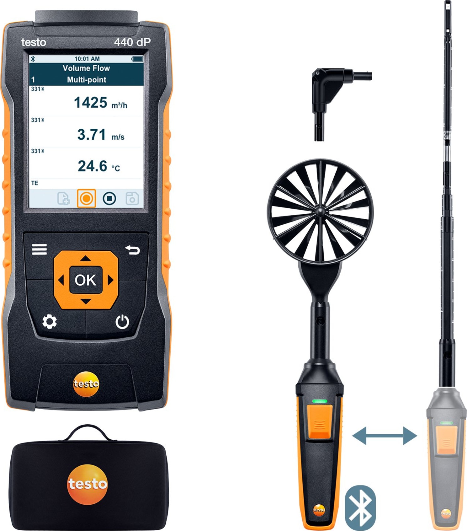 Testo 440 dP - Airflow ComboKit 1 with Bluetooth and Delta P, Part Number 0563 4409