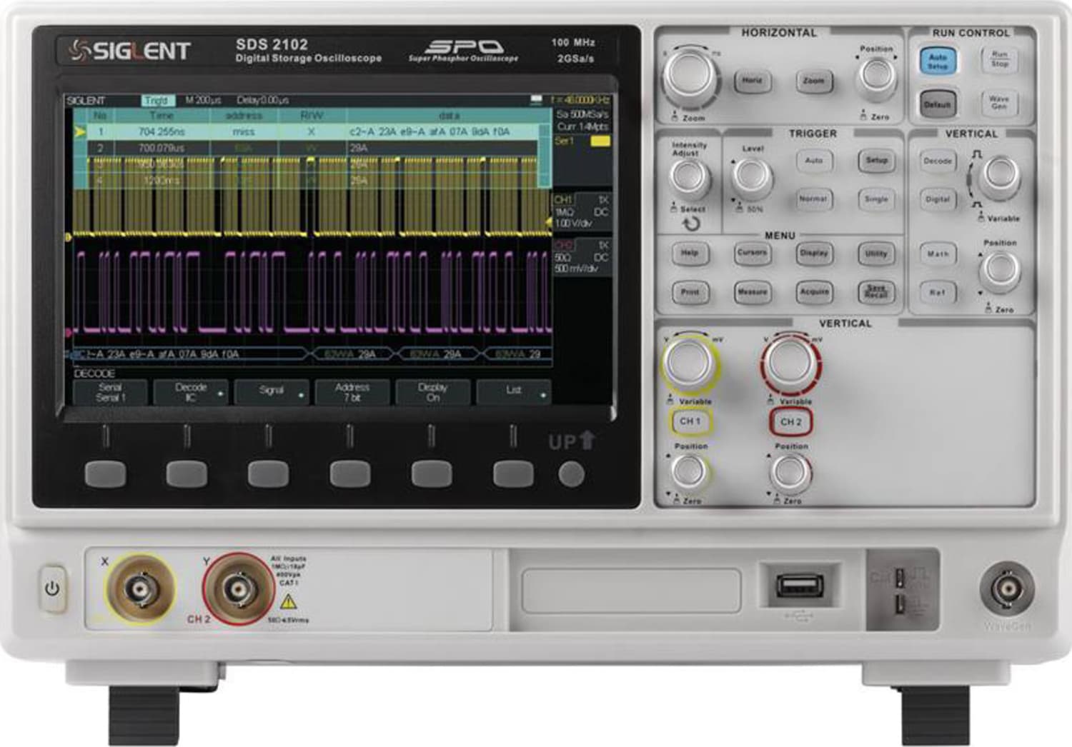 Siglent SDS2102 Digital Storage Oscilloscope - Front View