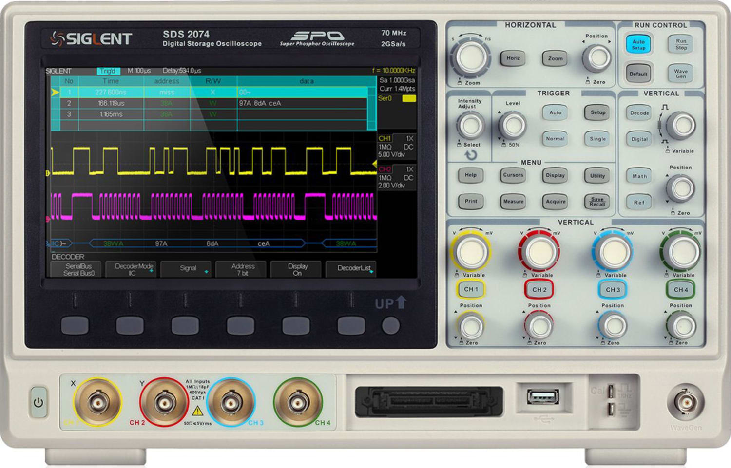 Siglent SDS2074 Digital Storage Oscilloscope - Front View
