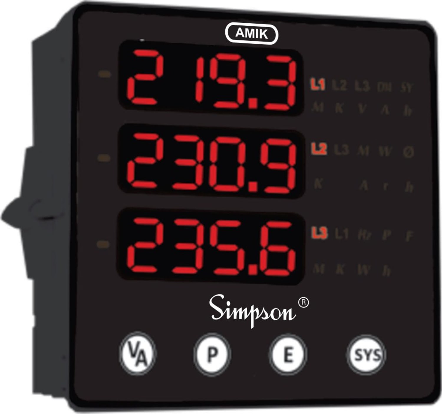 Simpson AMIK 200-201 Three Phase Digital Energy and Power Factor Panel Meter