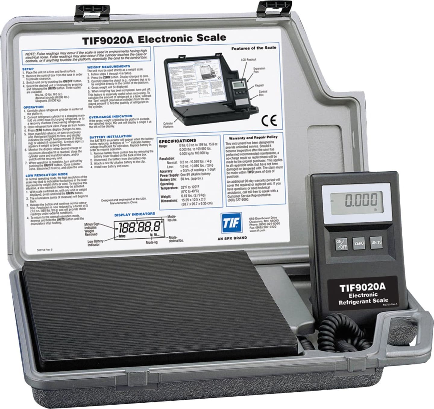 TIF 9020A Slimline Refrigerant Scale, 200 Pound Capacity
