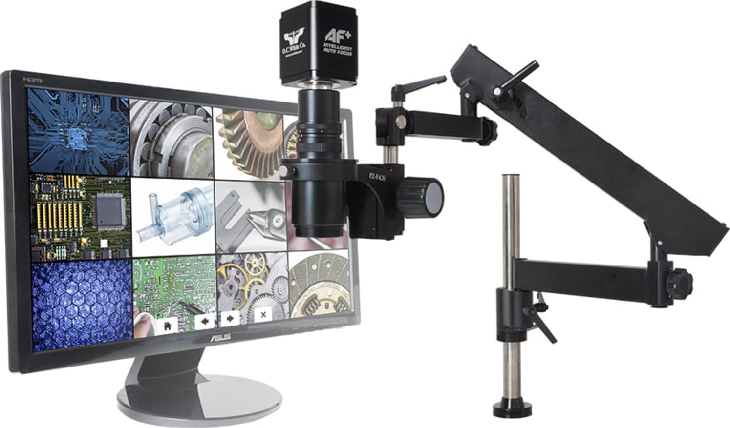 OC White TKMACZ-AF-FA - MacroZoom Digital Microscope AF  Camera, Articulating Arm, Monitor