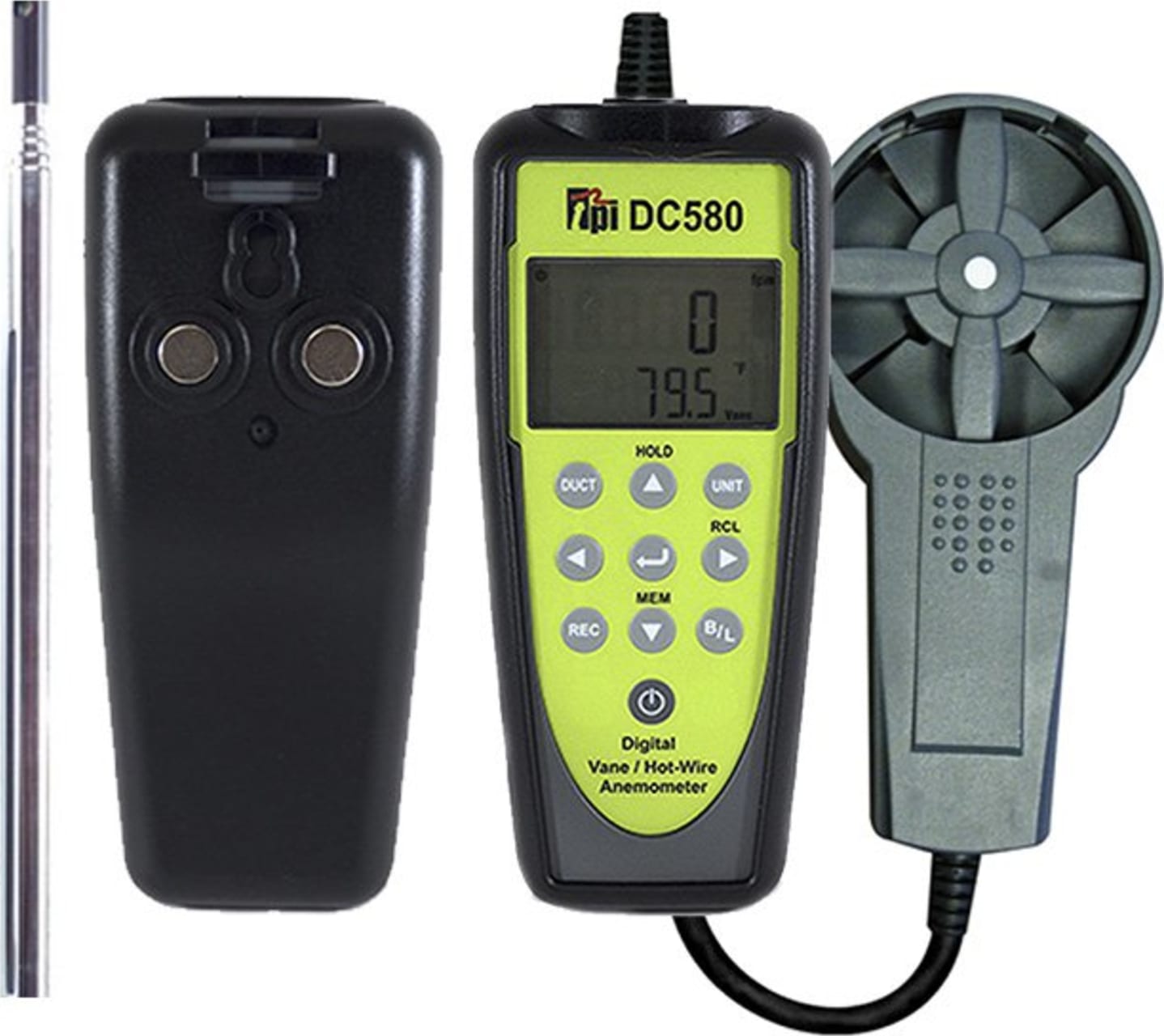 TPI DC580 Airflow Meter , Hot-wire probe, Vane probe and Carrying case