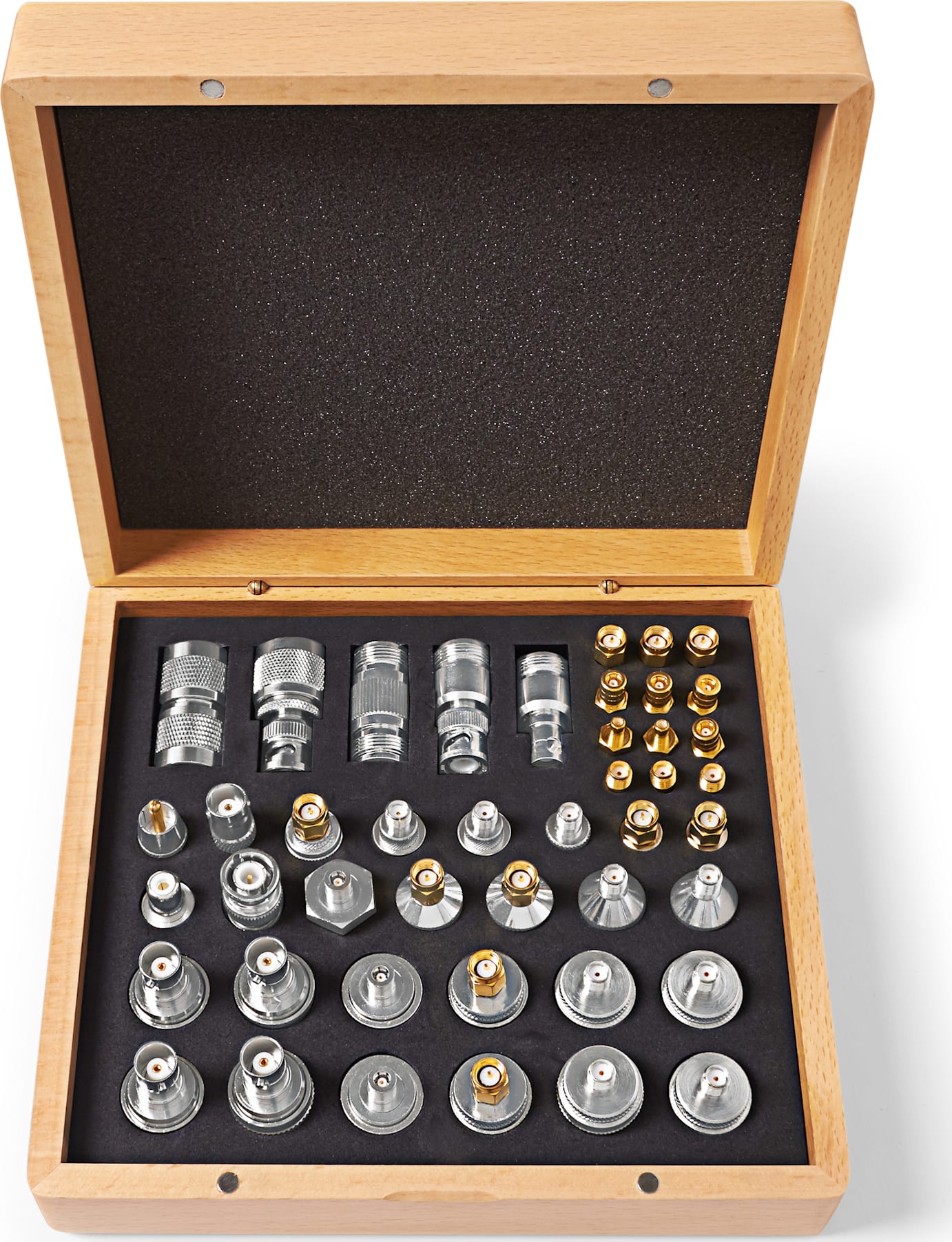 TekBox TBCAS1 44pcs coaxial adapter set, beech-wood box