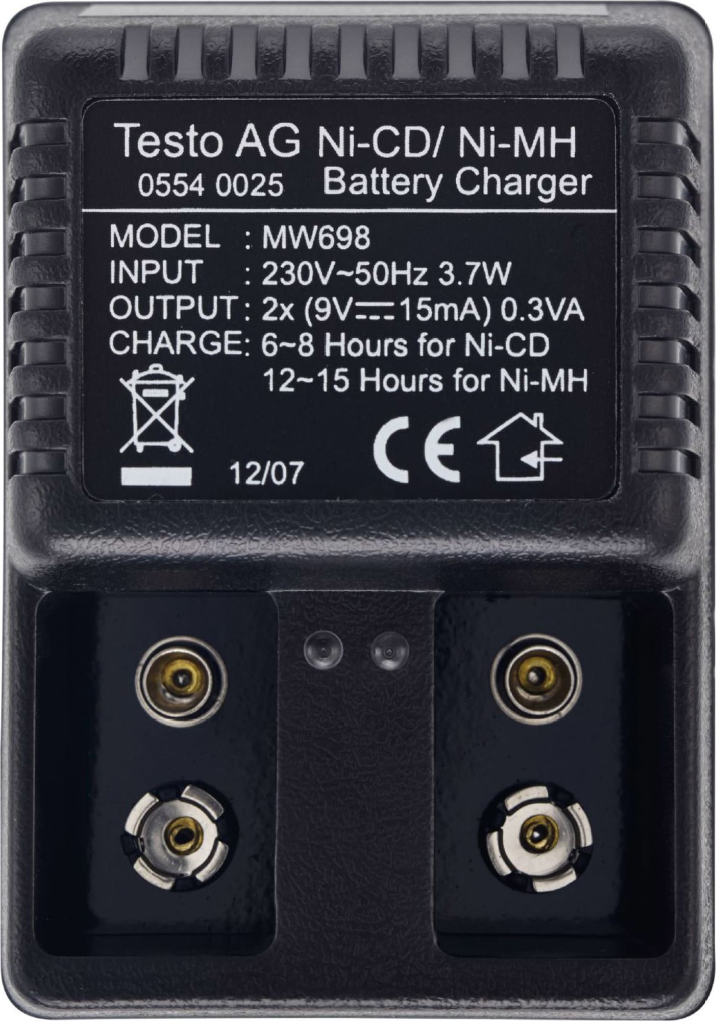 Testo 0554 0025 - Recharger for 9V Rechargeable Battery