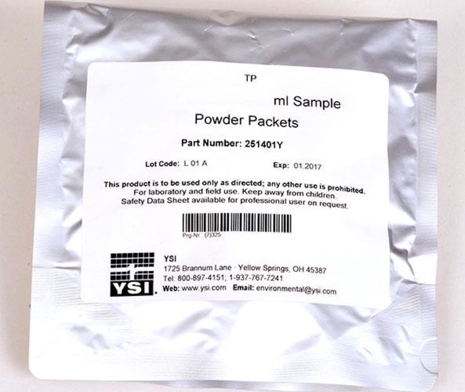 YSI Cl2-F5F DPD, Chlorine, Free, Powder Pack Reagent, 5 ml, Pack of 100