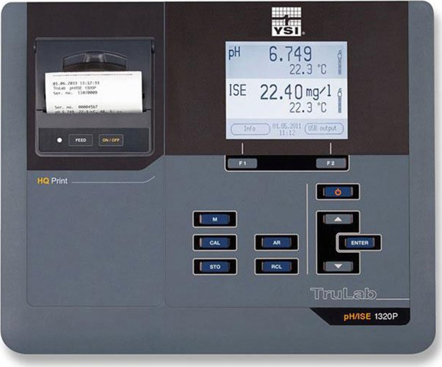 YSI TruLab pH/ISE 1320P pH/mV/ISE Dual Channel Benchtop Meter Instrument, Integrated Thermal Printer, Data Storage and data Transfer Via USB