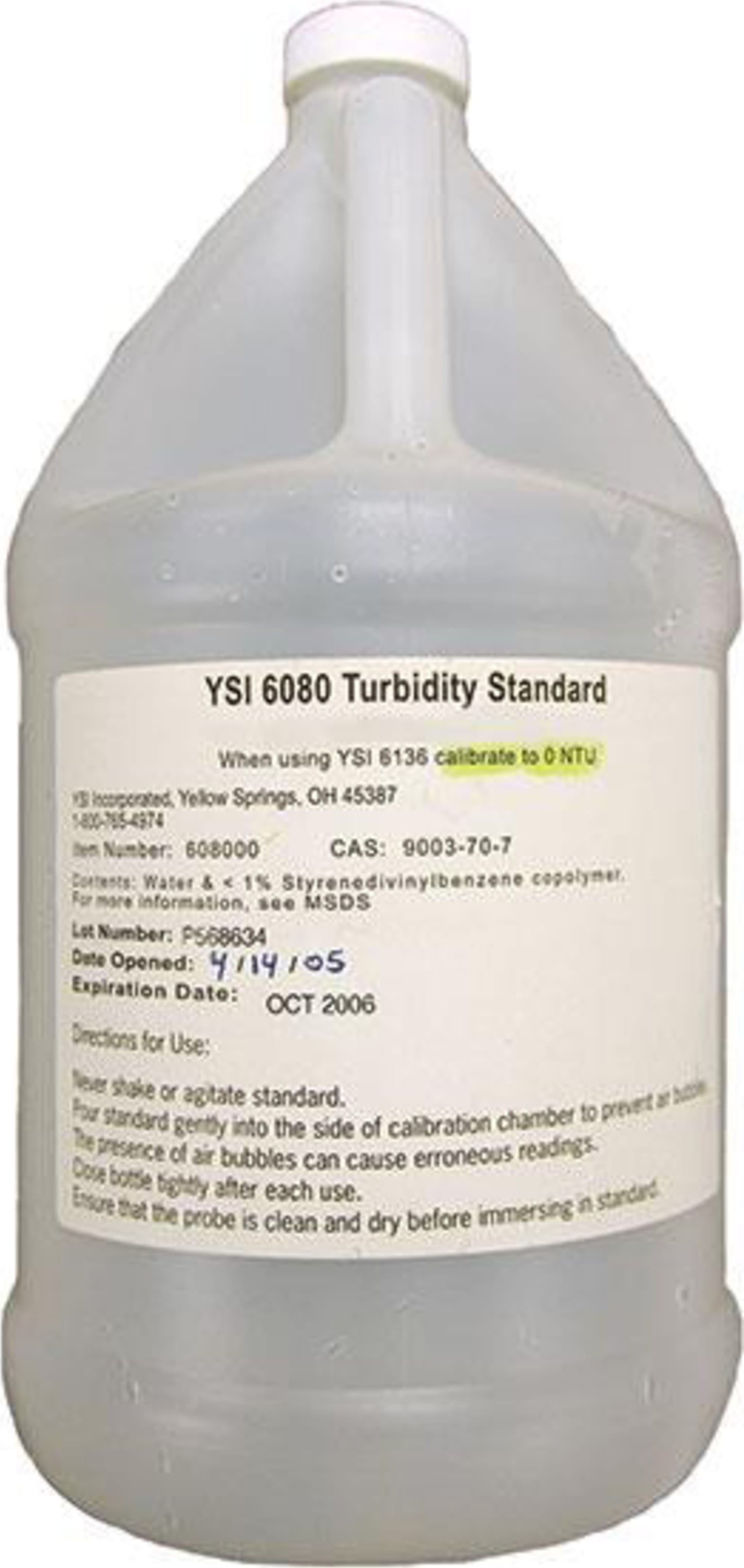 YSI 6072G Turbidity Standard, 1 Gallon