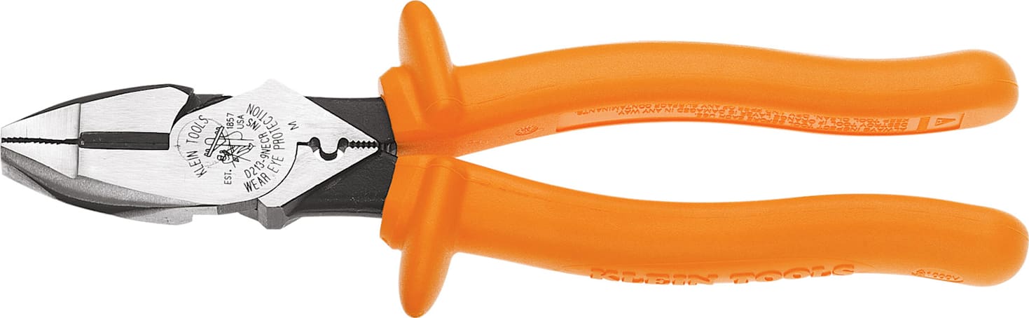Klein Tools D213-9NE-CR-INS 9" Side-Cutting Pliers, Insulated, High-Leverage, Connector Crimping