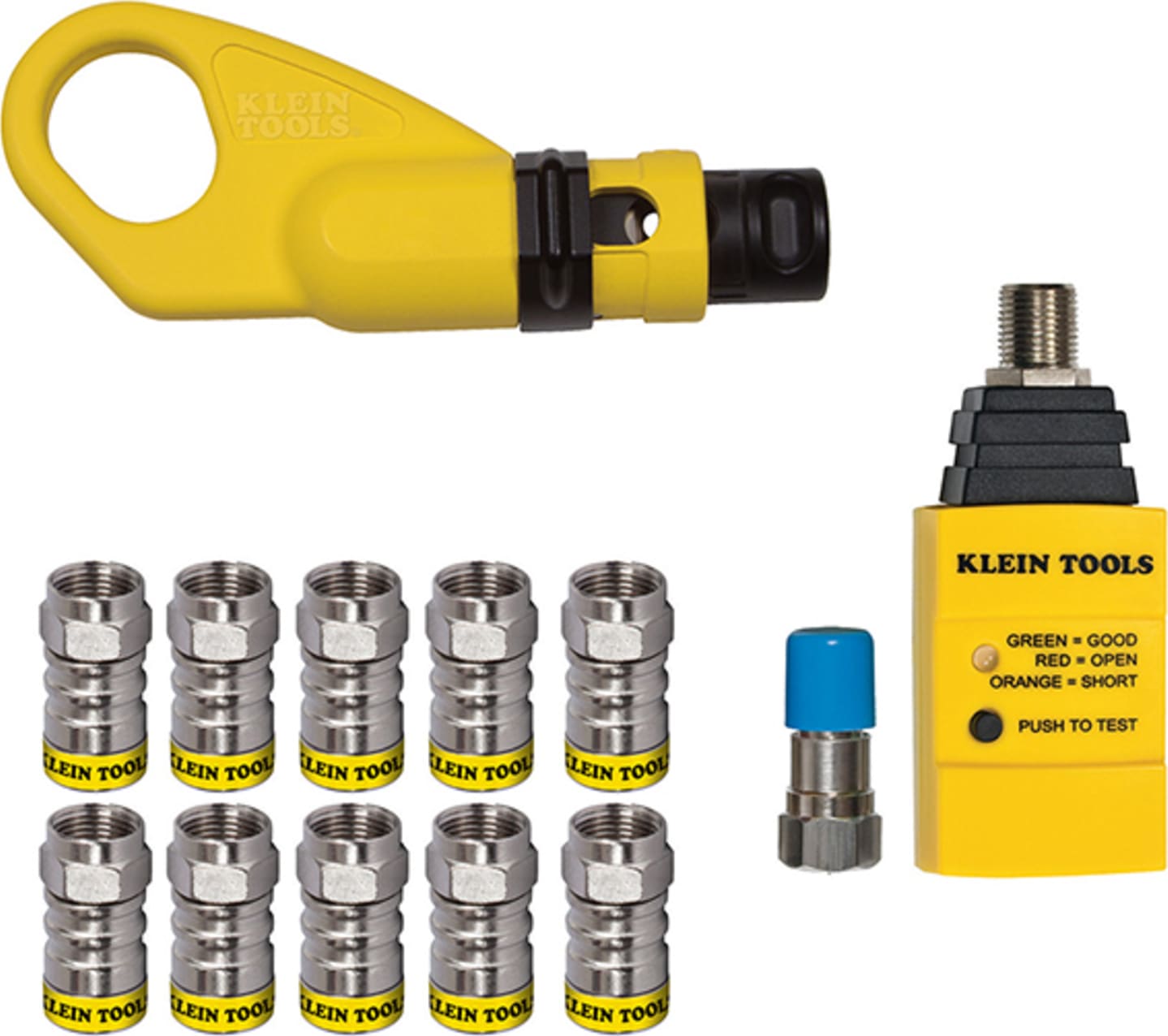 Klein Tools VDV002-820 Coax Push-On Connector Installation And Test Kit