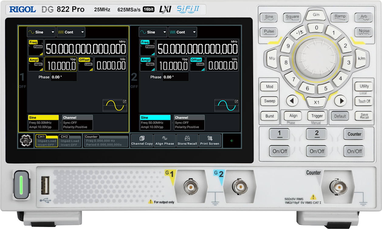 Rigol DG822 Pro - Function/Arbitrary Waveform Generator (2 Channel 