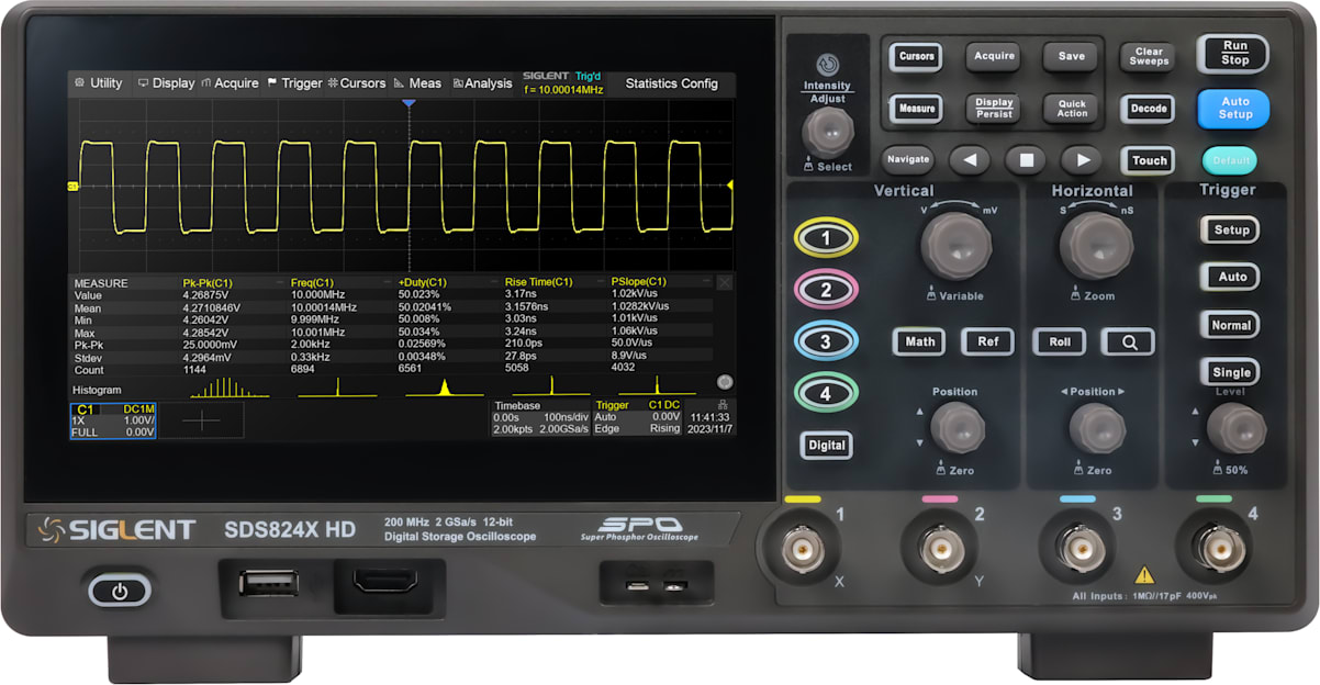 pdstlmページ Siglent SDS824X HD - Mixed Signal Oscilloscope (4 Channel / 200