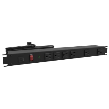 Hammond 1582H8A1BK 15A 8 Rack Mount Outlet Strip with Switch, 6 ft ...