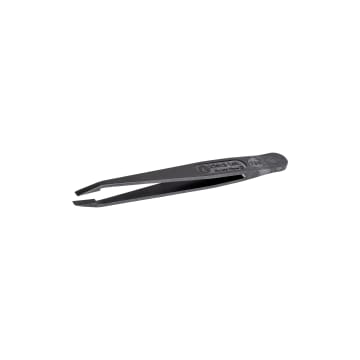 Ideal-Tek 709.CF ESD Full Plastic Tweezers, Style 709, Carbon Fiber, Angled, Very Fine, Flat, 4.5