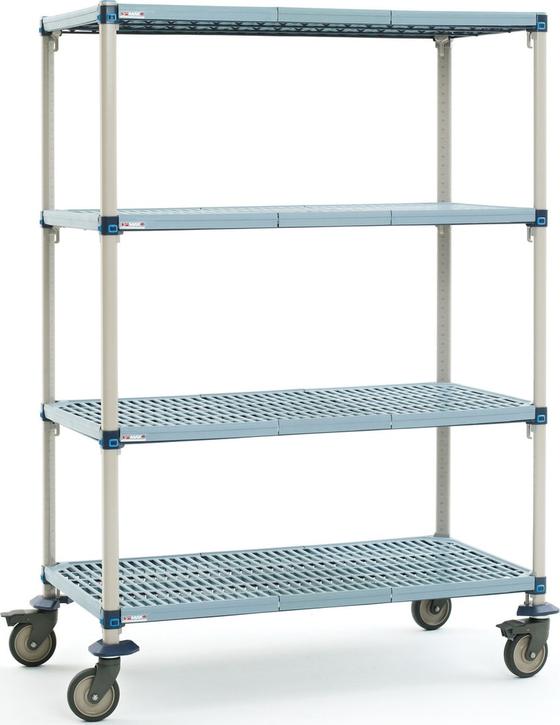 MetroMax i 4-Shelf Industrial Plastic Shelving Mobile Cart, Open Grid  Shelves - Metro