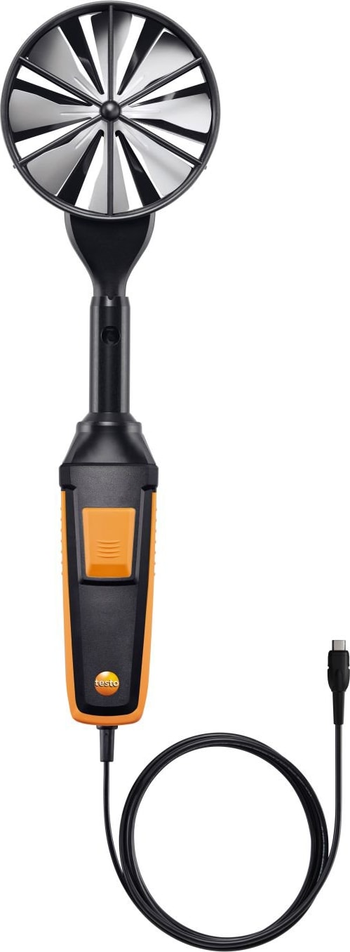 Testo 0635 9372 - High Precision 100 mm (4 inch) Vane Probe Head with Temperature Sensor (Includes Wired Handle)