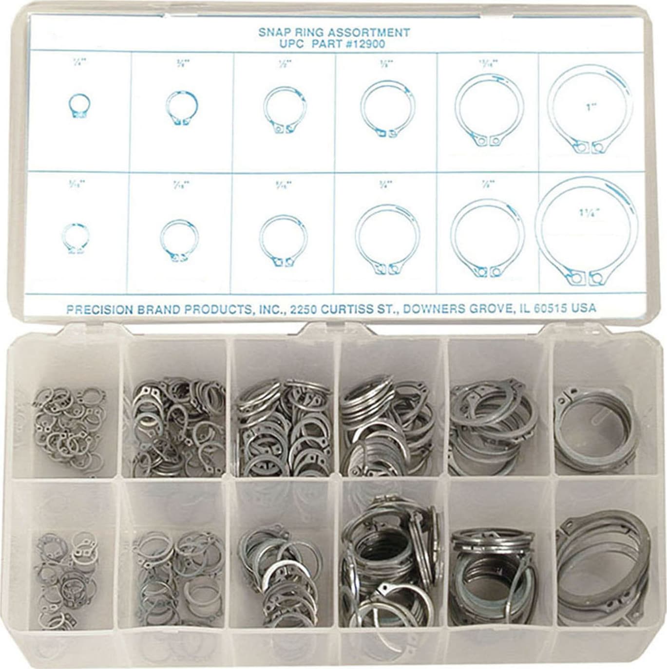 Precision Brand 12900 300 Piece Snap Ring Asst Tequipment 