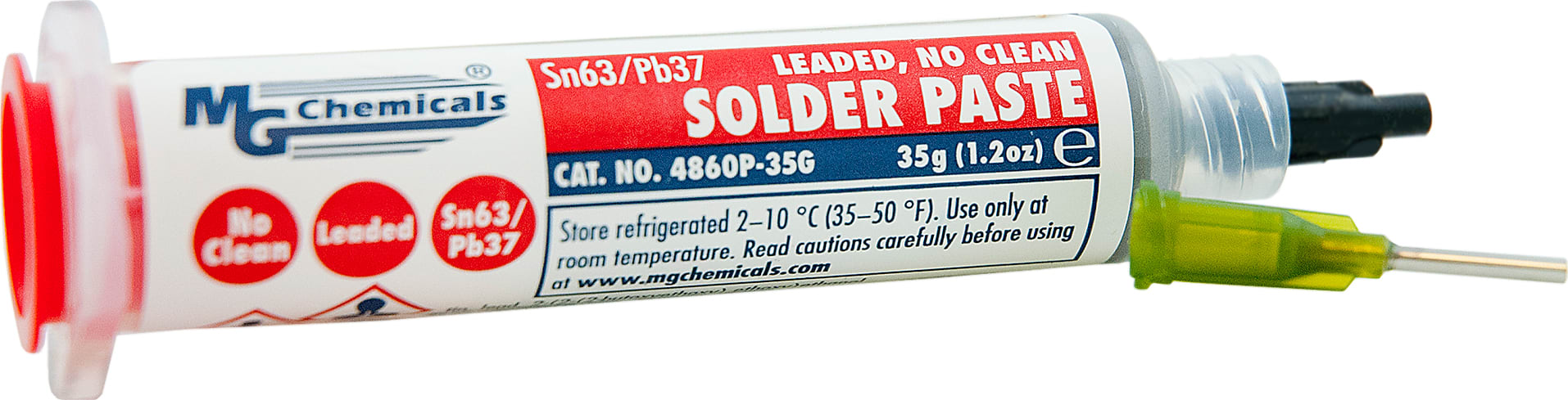 MG Chemicals 4860P - Pasta de soldadura Sn63/Pb37 - Sin limpieza - 35g