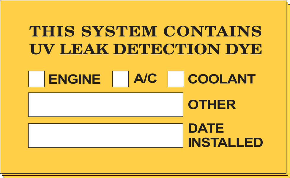 Mastercool 53315 - Label for UV leak Detection Dye Kit (25 per Pack)