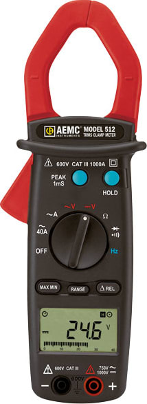 AEMC 512 - Clamp-On Meter (TRMS, 1000AAC, 750VAC/1000VDC, Hz, Ohms, Continuity)