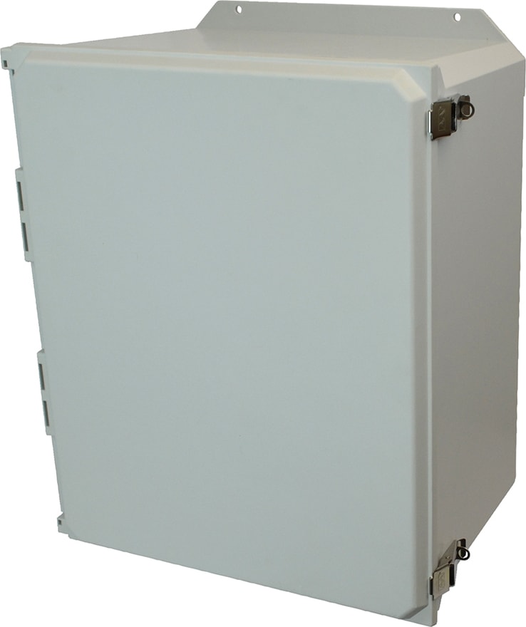Allied Moulded AMU2060LF 20x16x10 NEMA 4X Fiberglass Enclosure with Snap Latch Hinged Cover and Mounting Flange