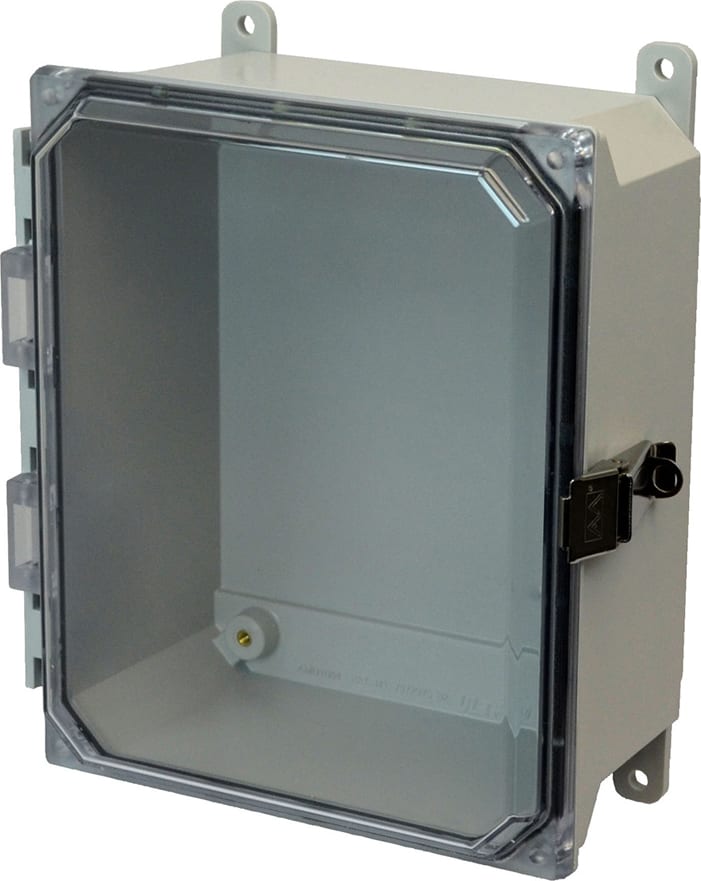Allied Moulded AMU864CCL Metal Snap Latch Hinged Clear Cover Wall Mount Enclosure Assembly
