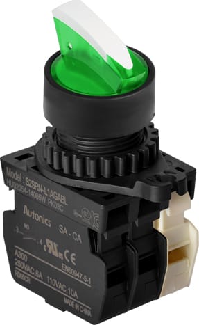 Autonics S2SRN-L3BG 22-25 mm Selector Switches - Green