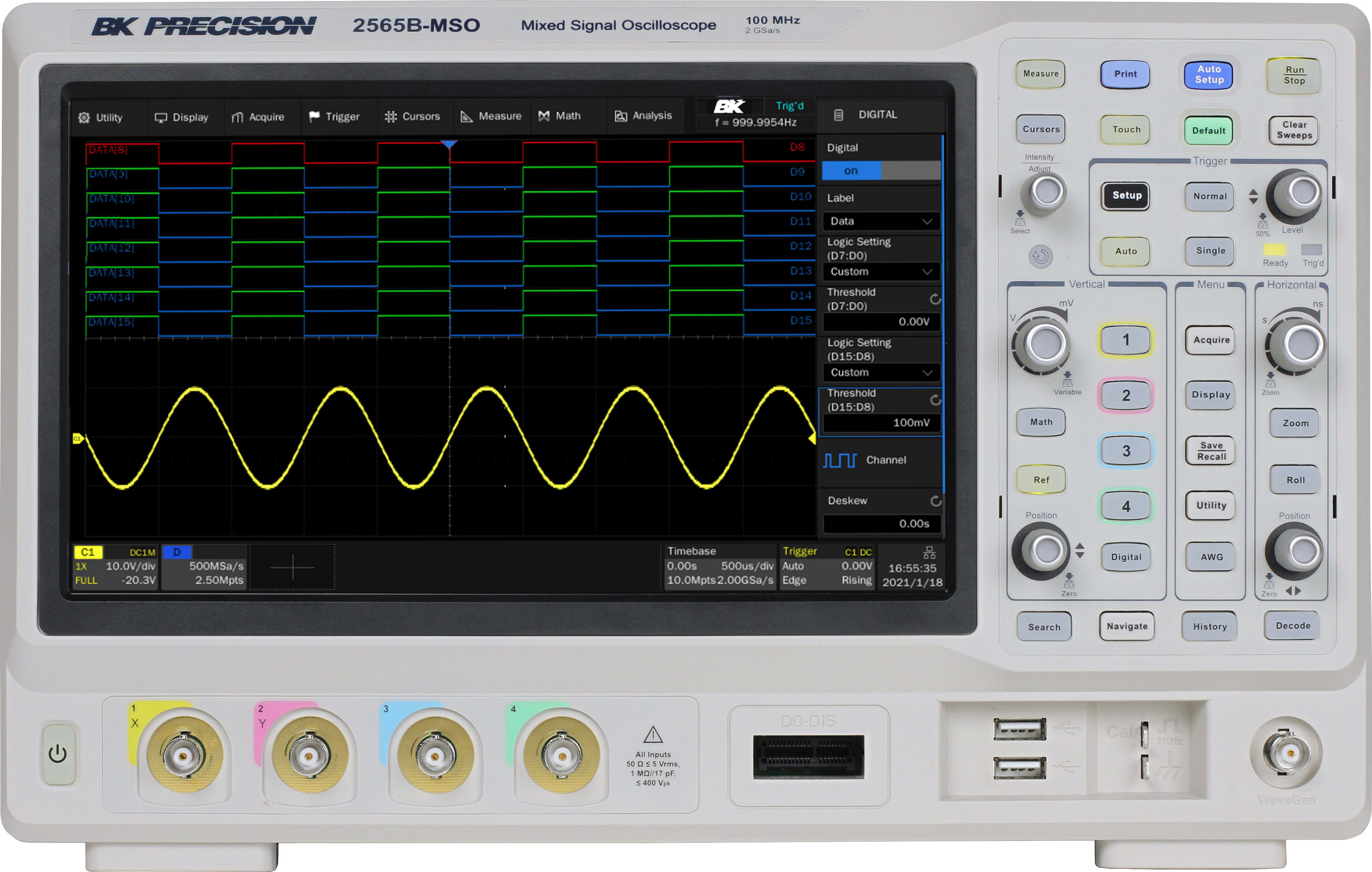 BK 2565B-MSO - 2 GSa/s 4 Channel Mixed Signal Oscilloscope