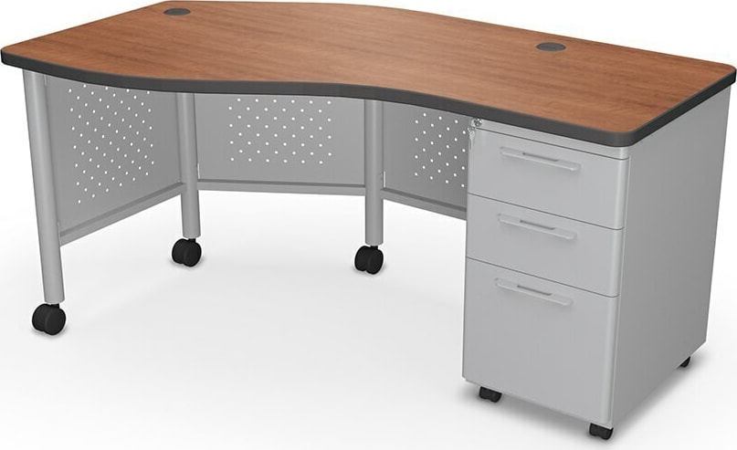 MooreCo Balt 91785-7928-BK - Avid Instructor Desk, Right Hand (Castle Oak /Black)