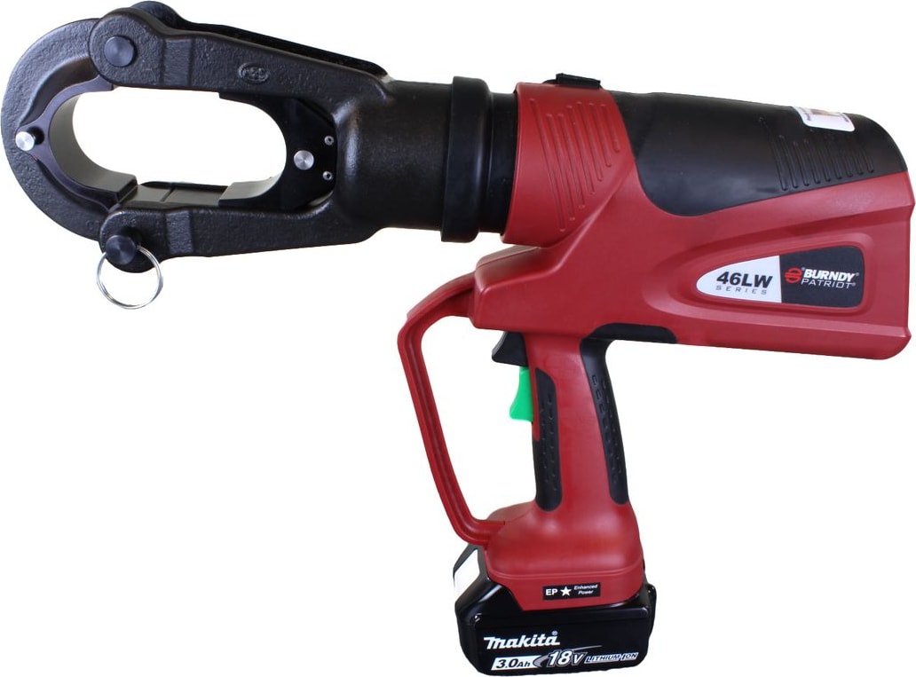 Burndy PAT46LWLI - PATRIOT 15-Ton Latch-Head Crimper, (2) 3.0Ah Li-ion, 120V AC Charger, Hard Case