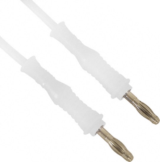 Cal Test CT2060-25-9 Banana Plug Test Lead, 4mm P-P - PVC 0.75, 25cm, White