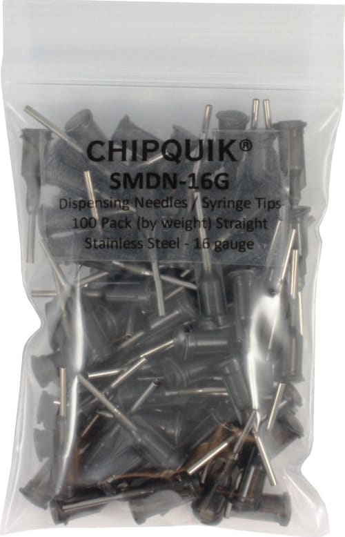Chip Quik SMDN-16G Dispensing Needles/Syringe Tips, 100 Pack, 16 gauge