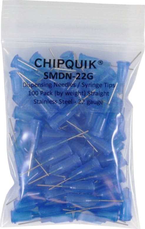 Chip Quik SMDN-22G Dispensing Needles/Syringe Tips, 100 Pack, 22 gauge