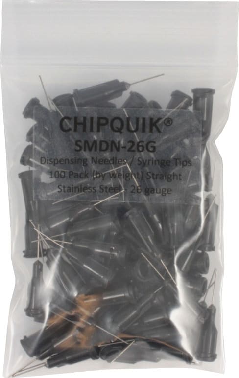 Chip Quik SMDN-26G Dispensing Needles/Syringe Tips, 100 Pack, 26 gauge