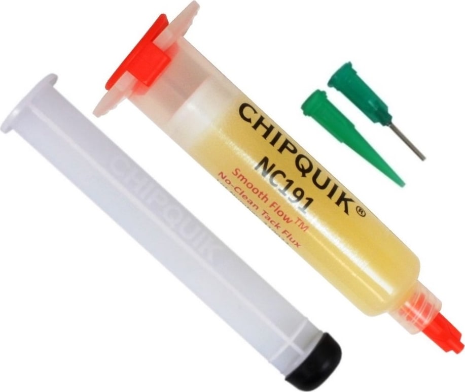 Chip Quik NC191 Smooth Flow Tack Flux No-Clean in a 10cc syringe w/plunger & tip