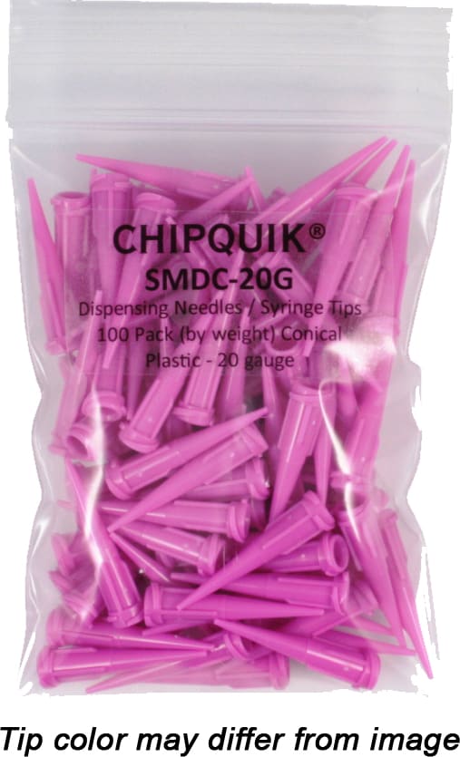 Chip QuikSMDC-20G 	 Dispensing Needles / Syringe Tips 100 Pack Conical Plastic - 20 Gauge Color Pink