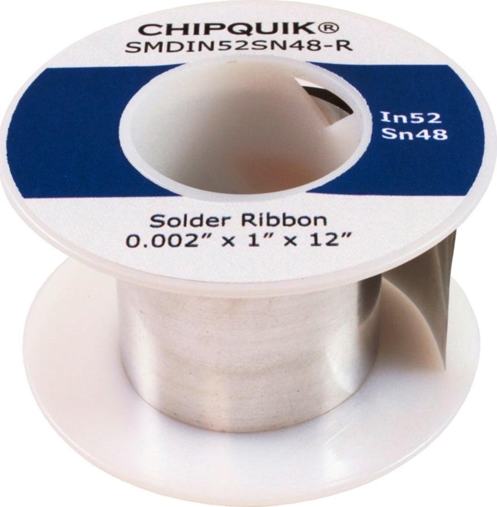 Chip Quik SMDIN52SN48-R - Indium Solder Ribbon (In52/Sn48) 0.002" x 1" x 12"