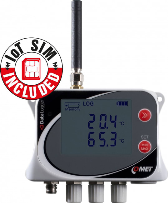 Comet U0141Msim - IoT Wireless Temperature Datalogger for 4 External Probes, GSM Modem, Flat Rate SIM Card
