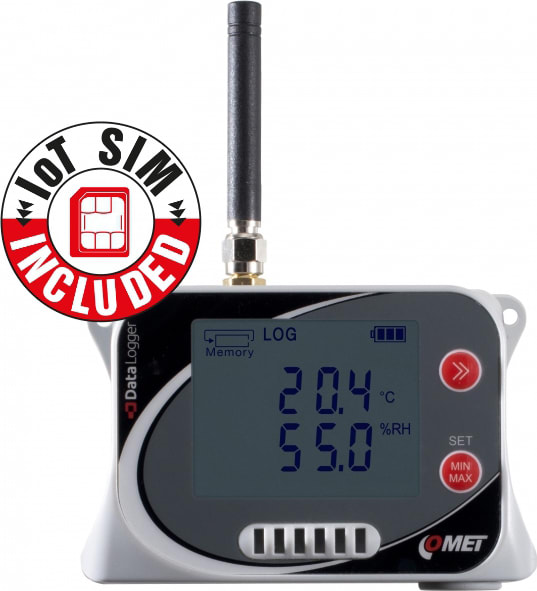 Comet U3120Msim - IoT Wireless Temperature and Humidity Datalogger with Built-in Sensor, GSM Modem, Flat Rate SIM Card