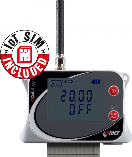 Comet U6841Msim - IoT Wireless Datalogger for 3 Current Inputs 0-20mA and 1 Two-State Input, GSM Modem, Flat Rate SIM Card