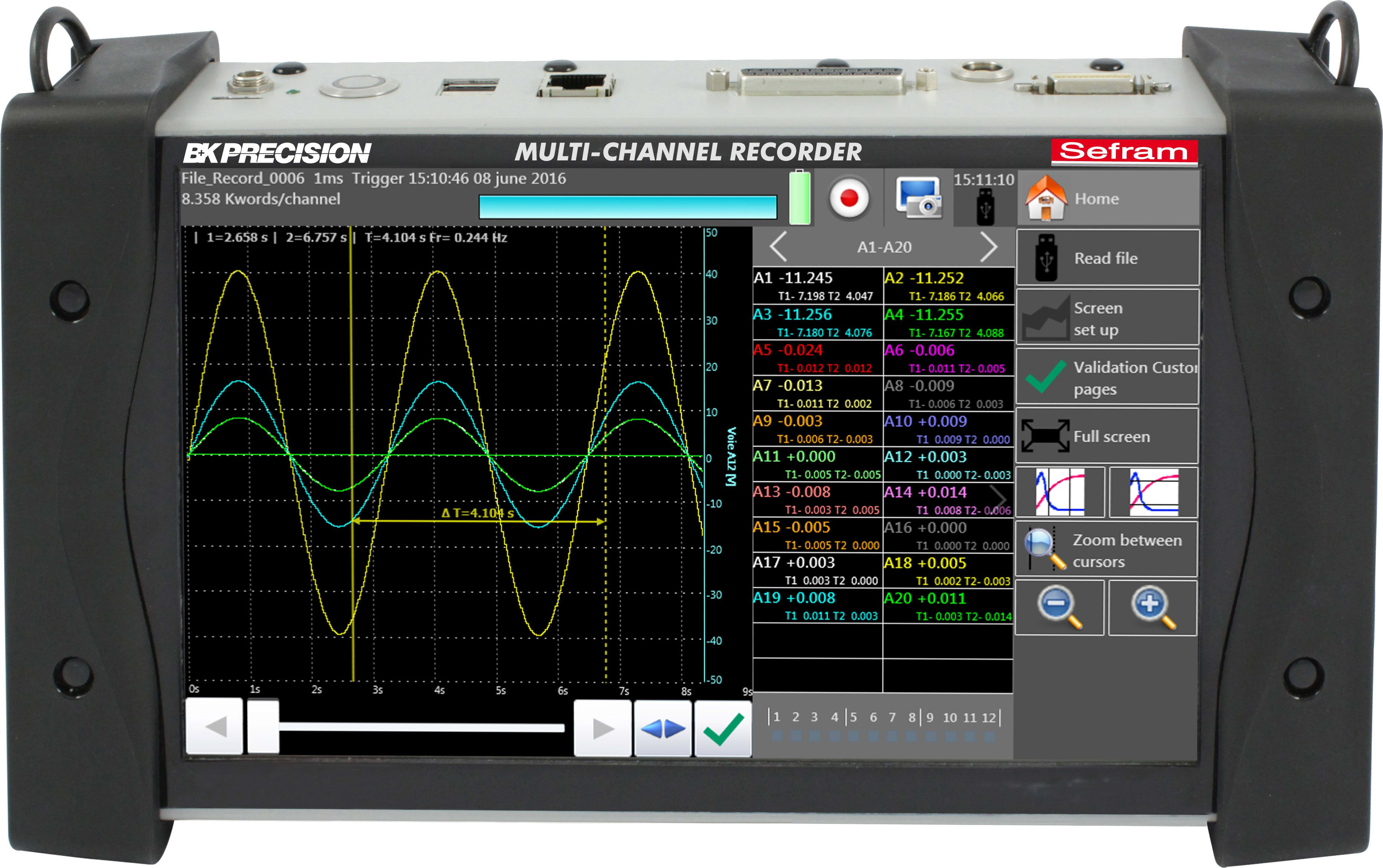 BK Precision DAS240-BAT Portable Multi-Channel Recorder