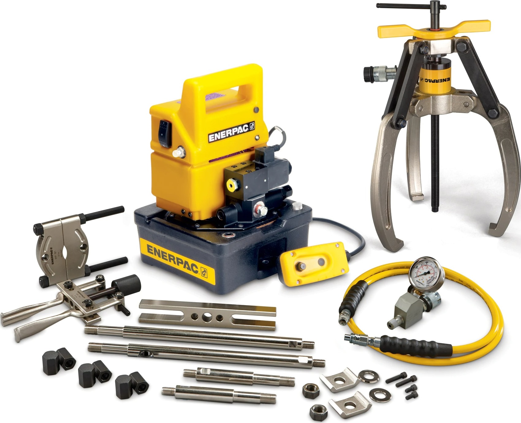 Enerpac LGHMS314EB - Hydraulic Lock-Grip Master Puller Set w/ Electric Pump, 115V, 14 Ton