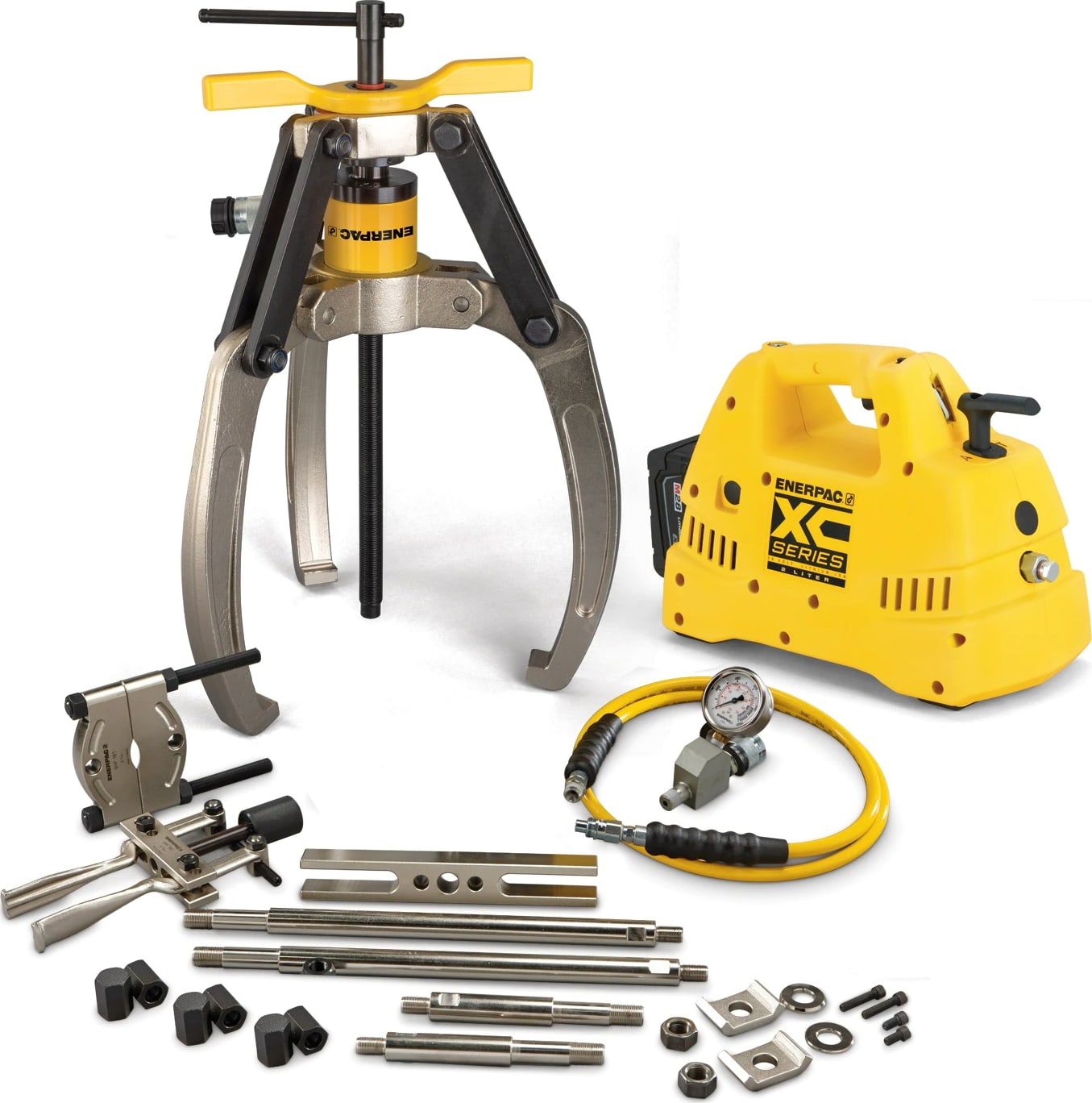 Enerpac LGHMS324CE - Hydraulic Lock-Grip Master Puller Set w/ Cordless Pump, 230V, 24 Ton