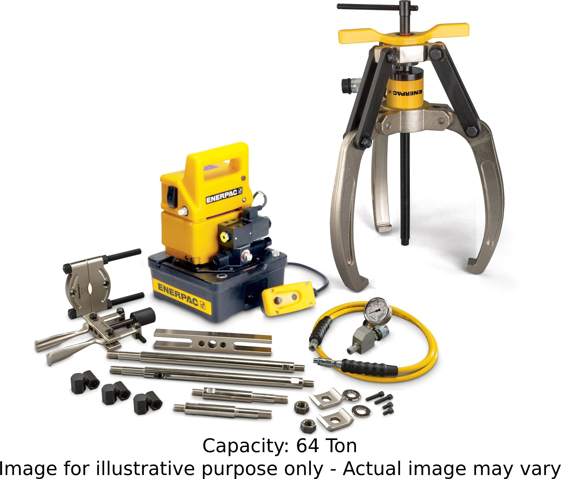 Enerpac LGHMS364EE - Hydraulic Lock-Grip Master Puller Set w/ Electric Pump, 230V, 64 Ton
