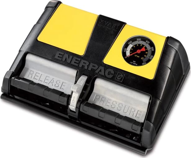 Enerpac XA11G - Air Driven Hydraulic Pump, 3/3 Valve, 61 cu.in Usable Oil, Integrated Pressure Gauge