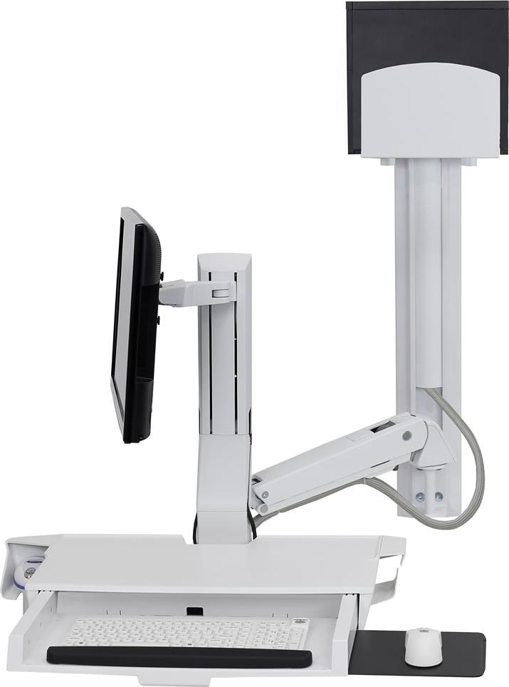 Ergotron SV Combo System with Worksurface and Pan, Medium CPU Holder (White)