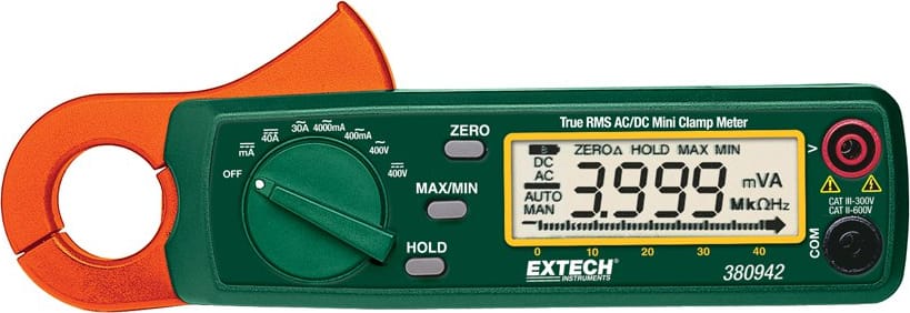 Extech 380942 30A True RMS Mini AC/DC Clamp Meter