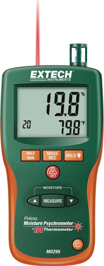 Extech MO295 Pinless Moisture Psychrometer   IR Thermometer