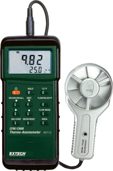 Extech 407113 Heavy Duty CFM Metal Vane Anemometer